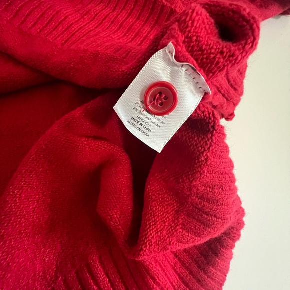 ST JOHNS BAY Red Sweater Size XL Red holiday cozy warm button neck - Picture 7 of 9